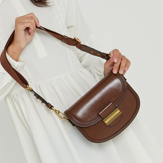 Premium Brown Saddle Crossbody Bag