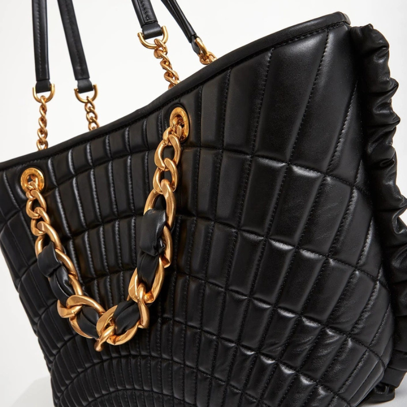 Inspired Quilted Black Tote – Luxury Chain Shoulder Bag