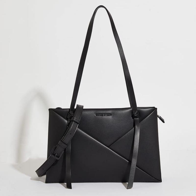 Designer Inspired Geometric Black Tote
