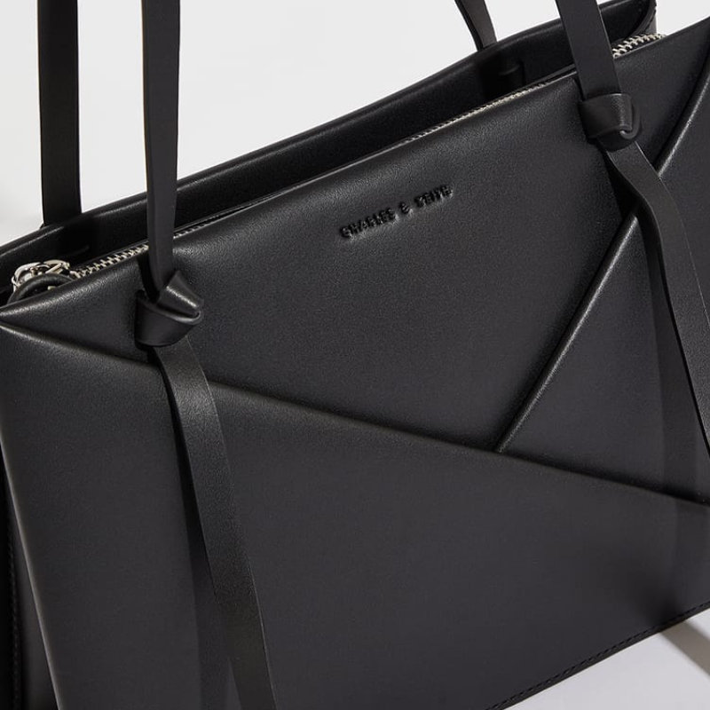 Designer Inspired Geometric Black Tote