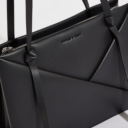 Designer Inspired Geometric Black Tote