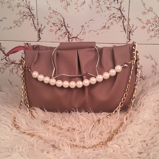 Elegant Mauve Pleated Shoulder Bag